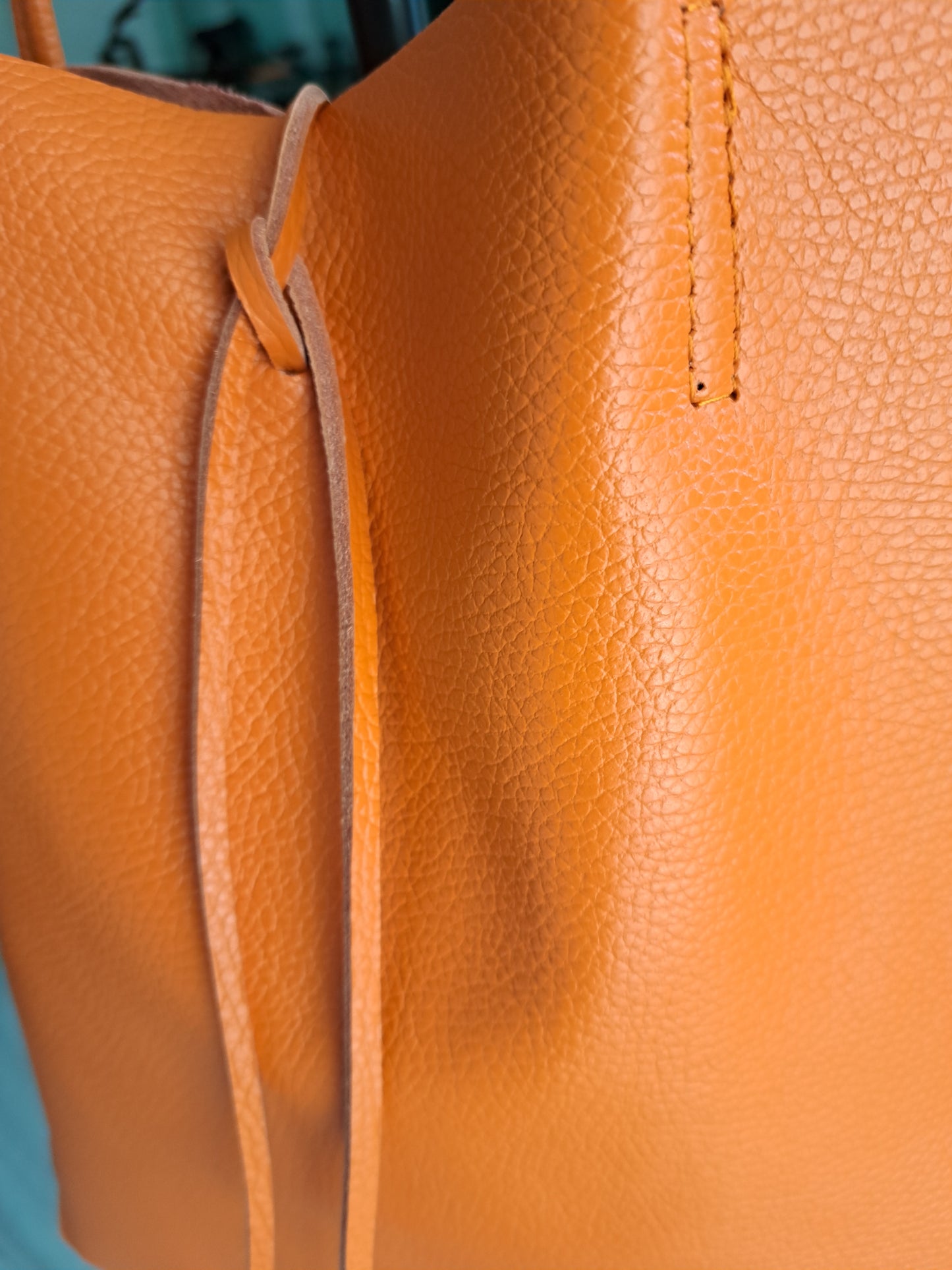 Lederen Mia Classic Grain Tas Oranje