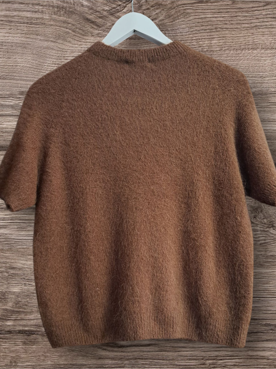 Trui Alpaca Korte Mouw Choco