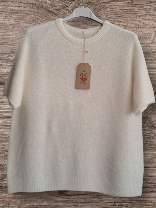 Alpaca Trui korte mouw Ecru