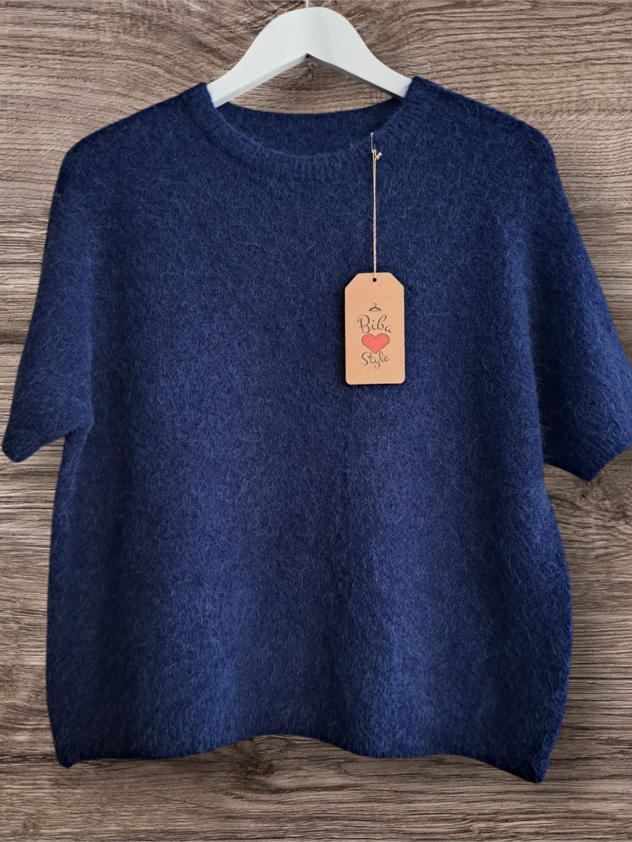 Alpaca Trui korte mouw Navy