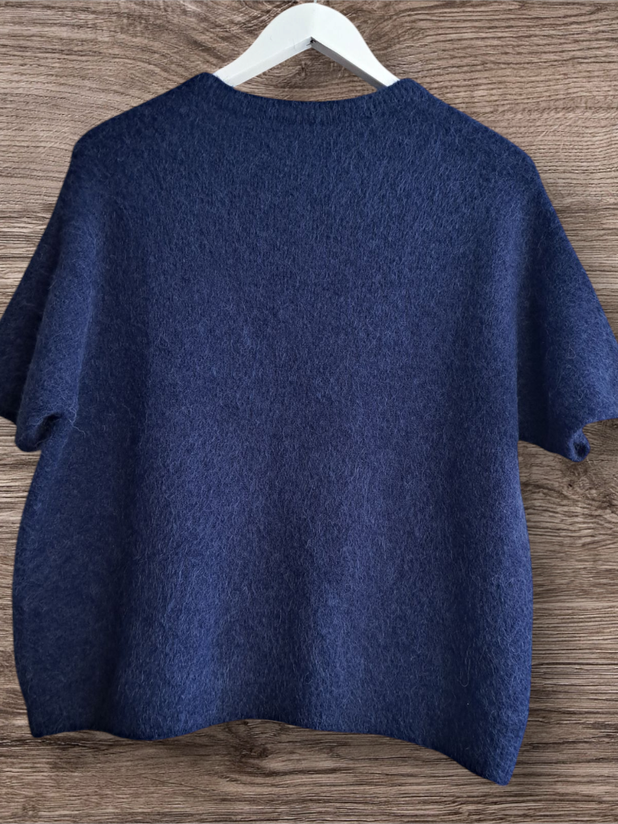 Alpaca Trui korte mouw Navy