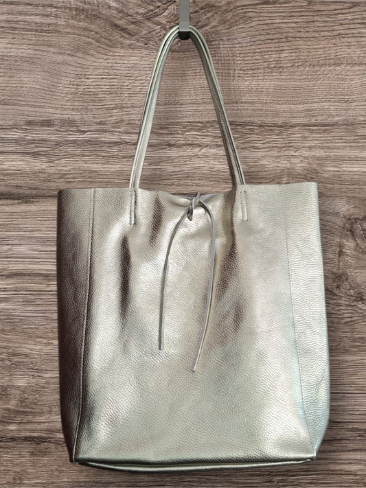 Lederen Shopper Mia silver goud