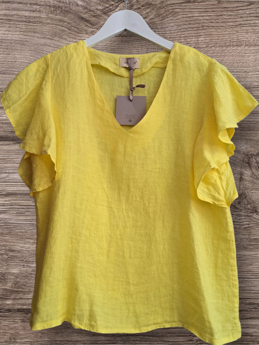 Garconne Linen Blouse Yellow