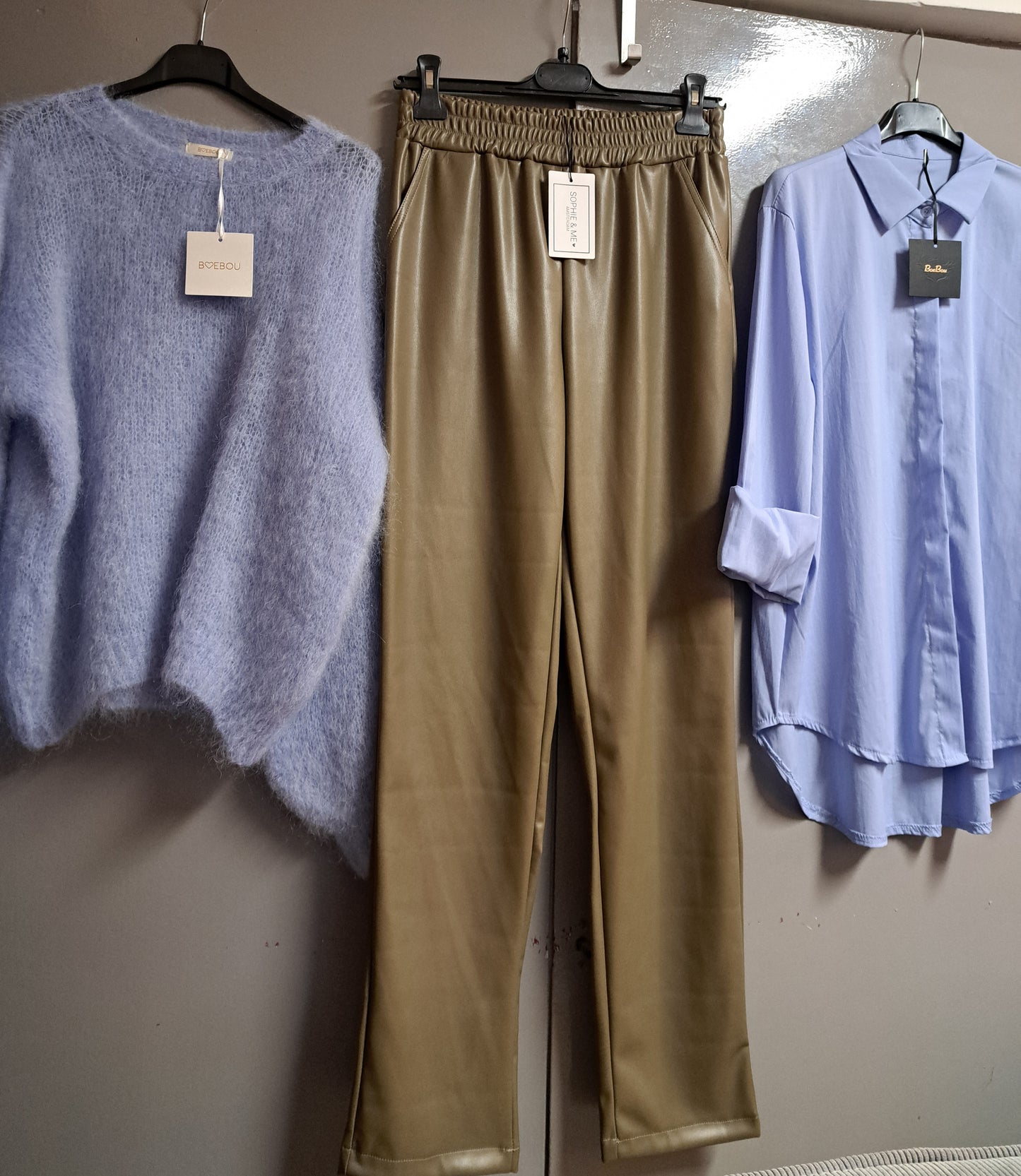 PU leather pants Taupe M/L