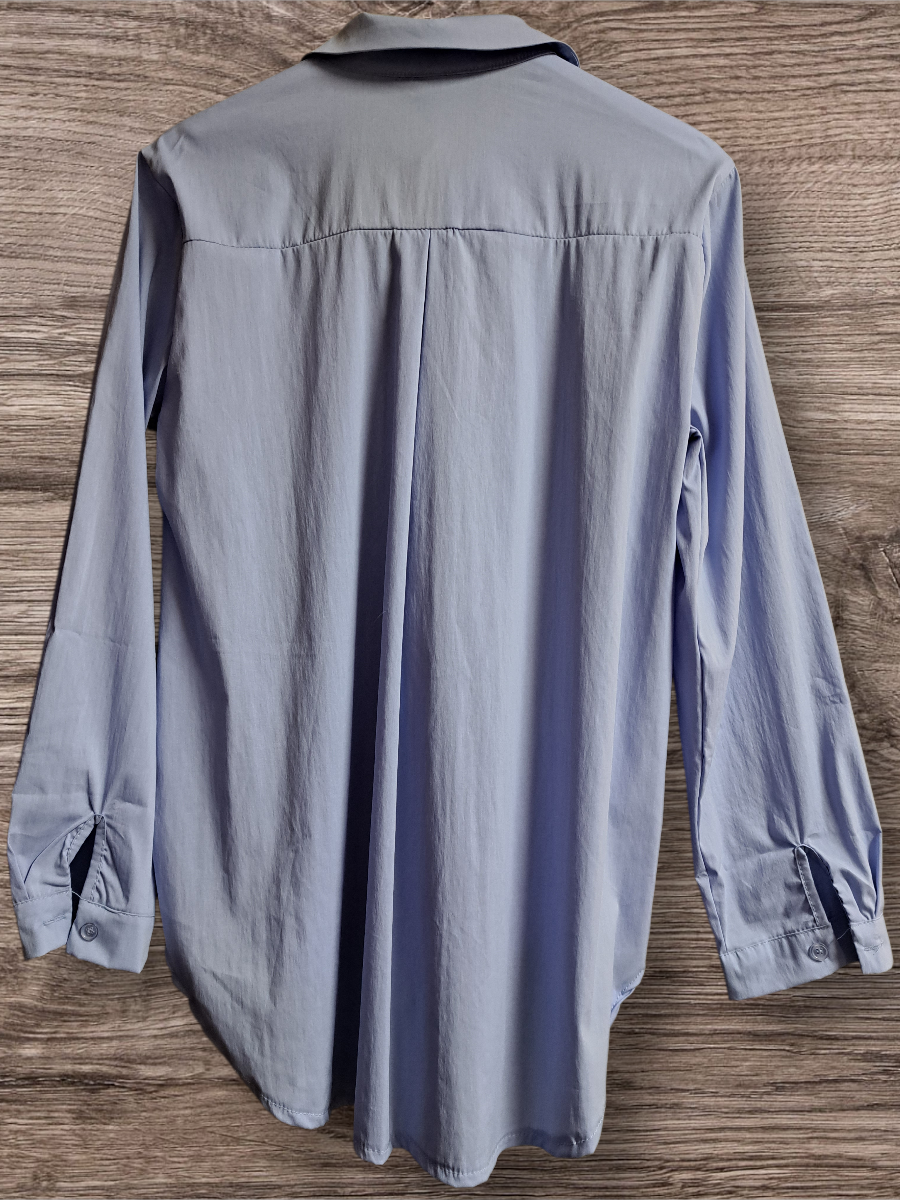 Cotton Lange Blouse Licht Blauw