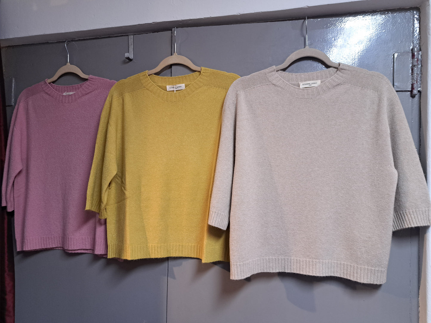 Alexandre Laurent Paris Viscose Trui 3/4 mouwen Beige 8950