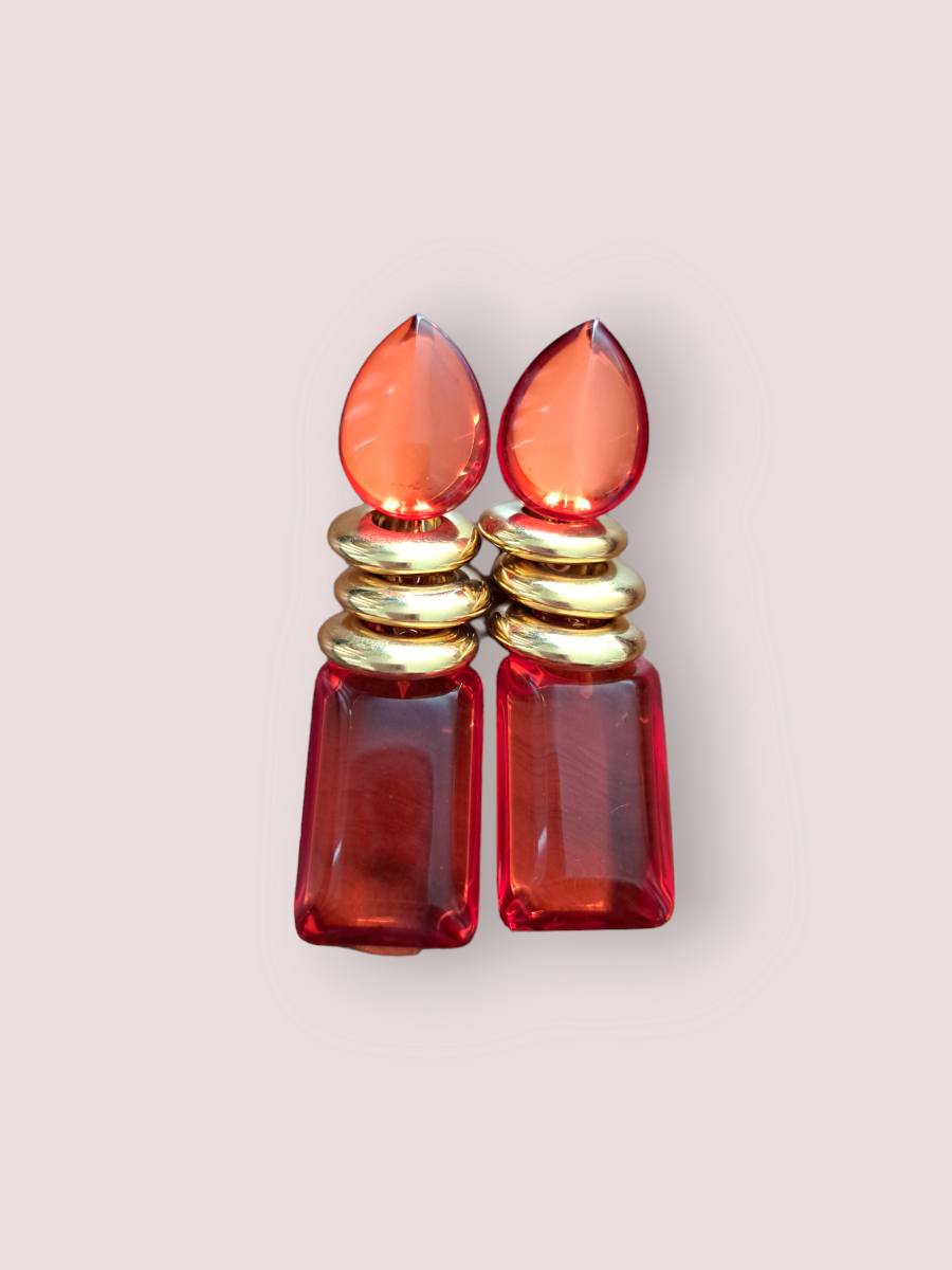BerNice Amsterdam Earrings Gold and Orange red Resin