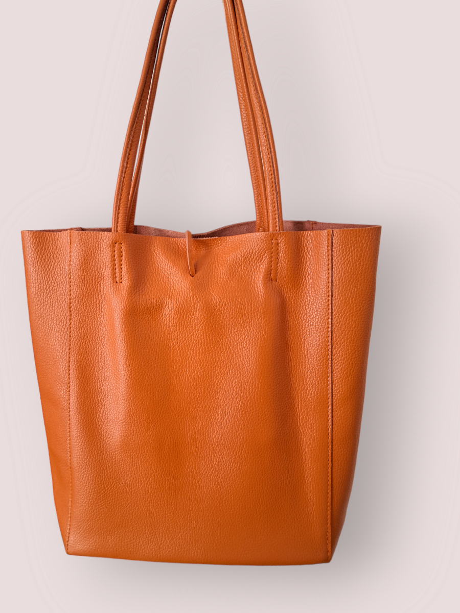 Lederen Mia Classic Grain Tas Oranje