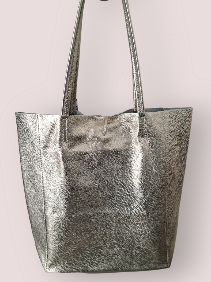 Lederen Shopper Mia Classic Grain Tas Goud