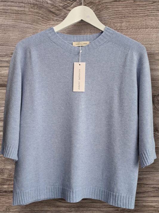 Alexandre Laurent Basic Viscose Trui 3/4 Ciello