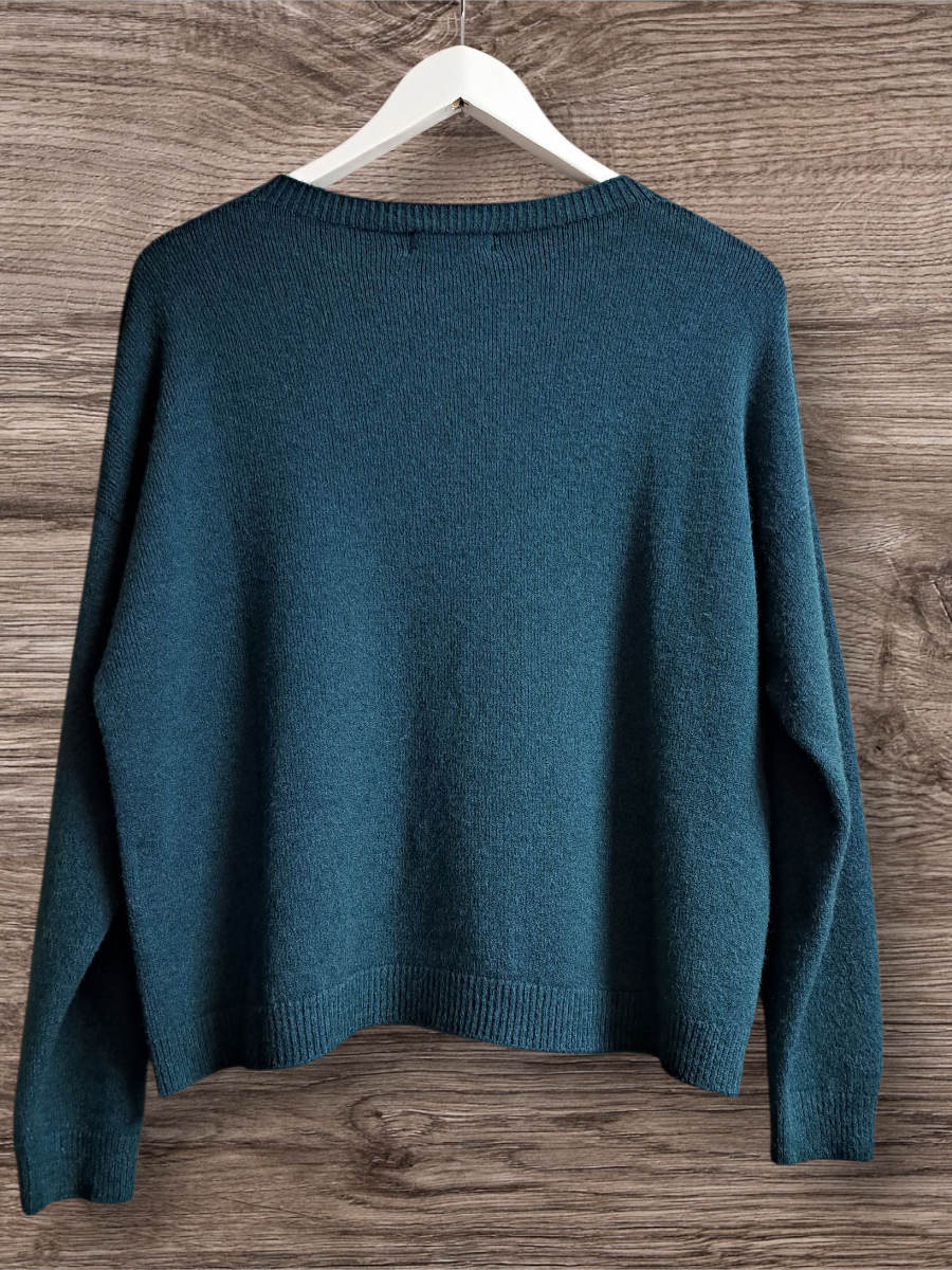 Alexandre Laurent Paris Basic Viscose Trui Petrol