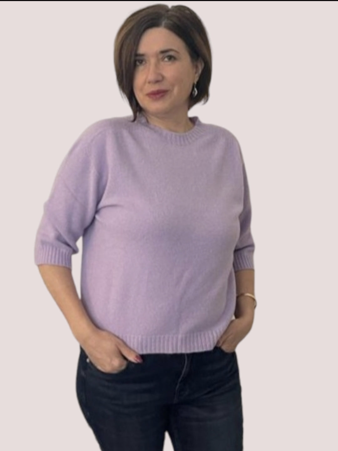 Alexandre Laurent Basic Viscose Trui 3/4 mouwen Lila