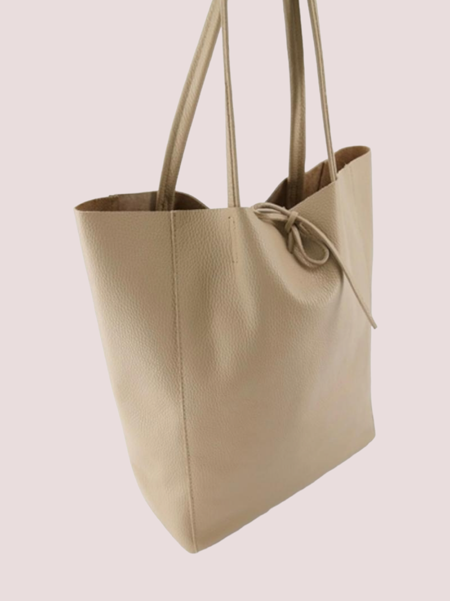 Mia Classic Grain Schouder tas Taupe