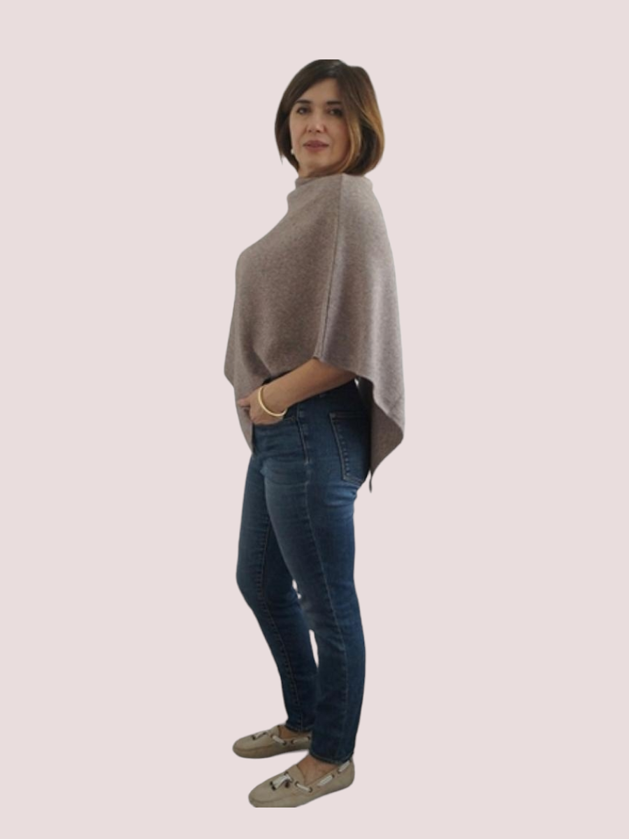 Lydia Viscose Poncho Taupe