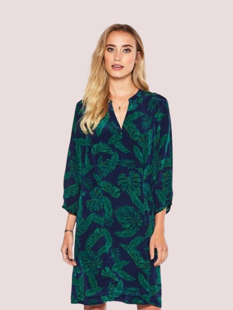 10 Feet Jurk Botanische print Marine