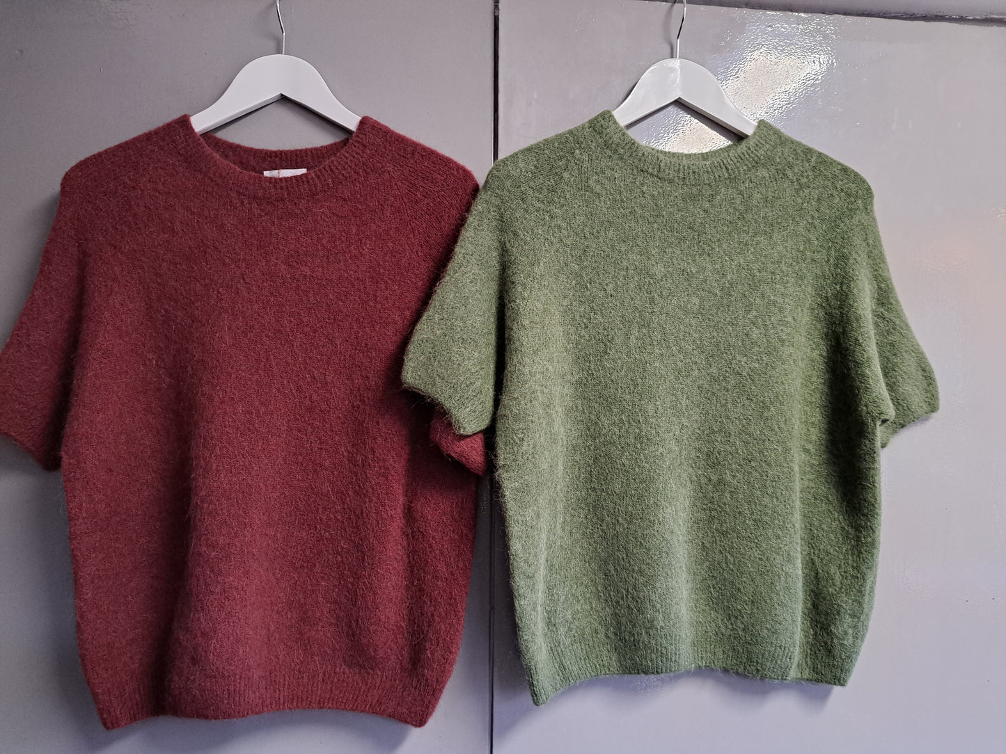 Sweater Alpaca korte mouw bordo