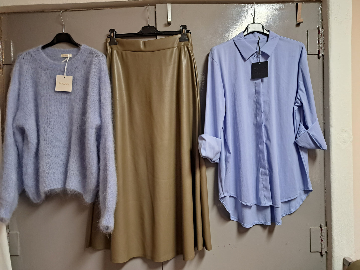 PU leather skirt Taupe