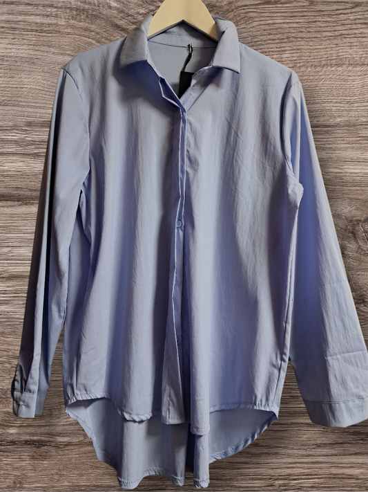 Cotton Lange Blouse Licht Blauw