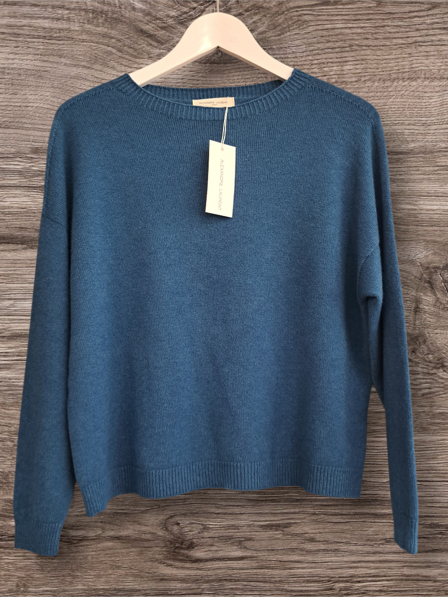 Alexandre Laurent Paris  Basic Viscose Trui Petrol Blue 8824