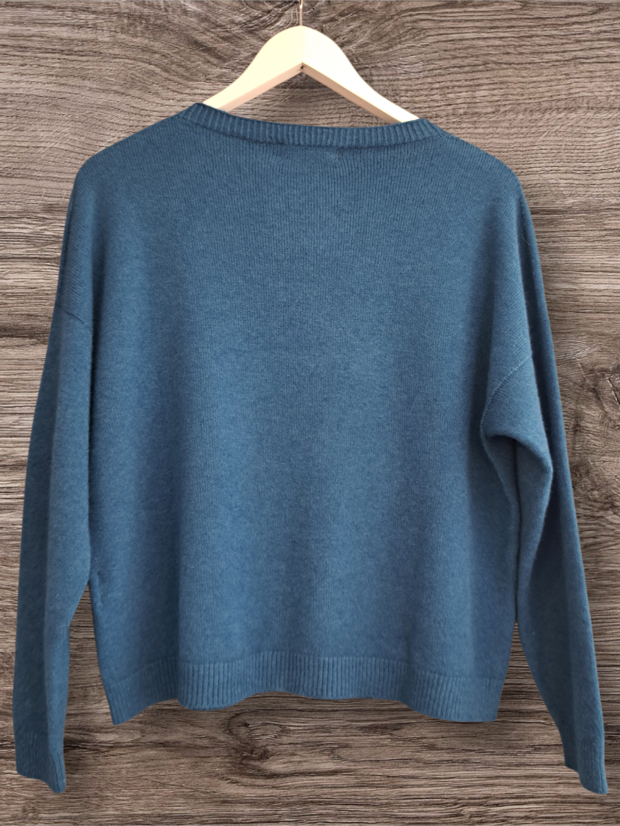 Alexandre Laurent Paris  Basic Viscose Trui Petrol Blue 8824