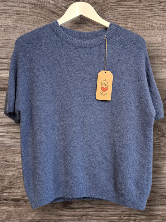 Alpaca Trui korte mouw Blauw