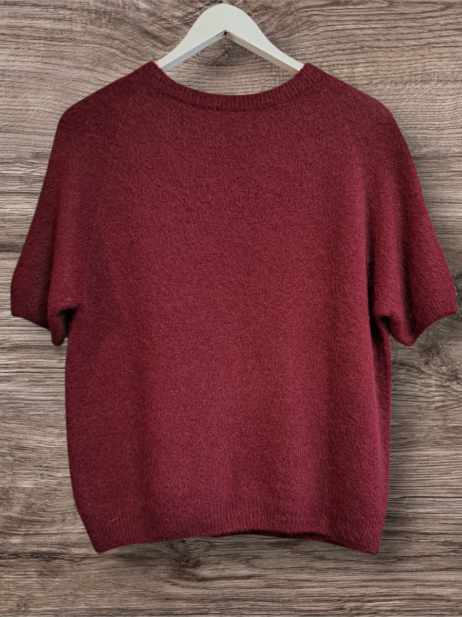 Alpaca Trui korte mouw Bordo