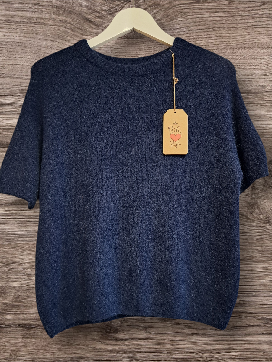 Alpaca Trui korte mouw Navy
