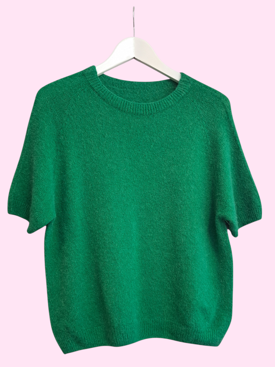Alpaca trui korte mouw groen