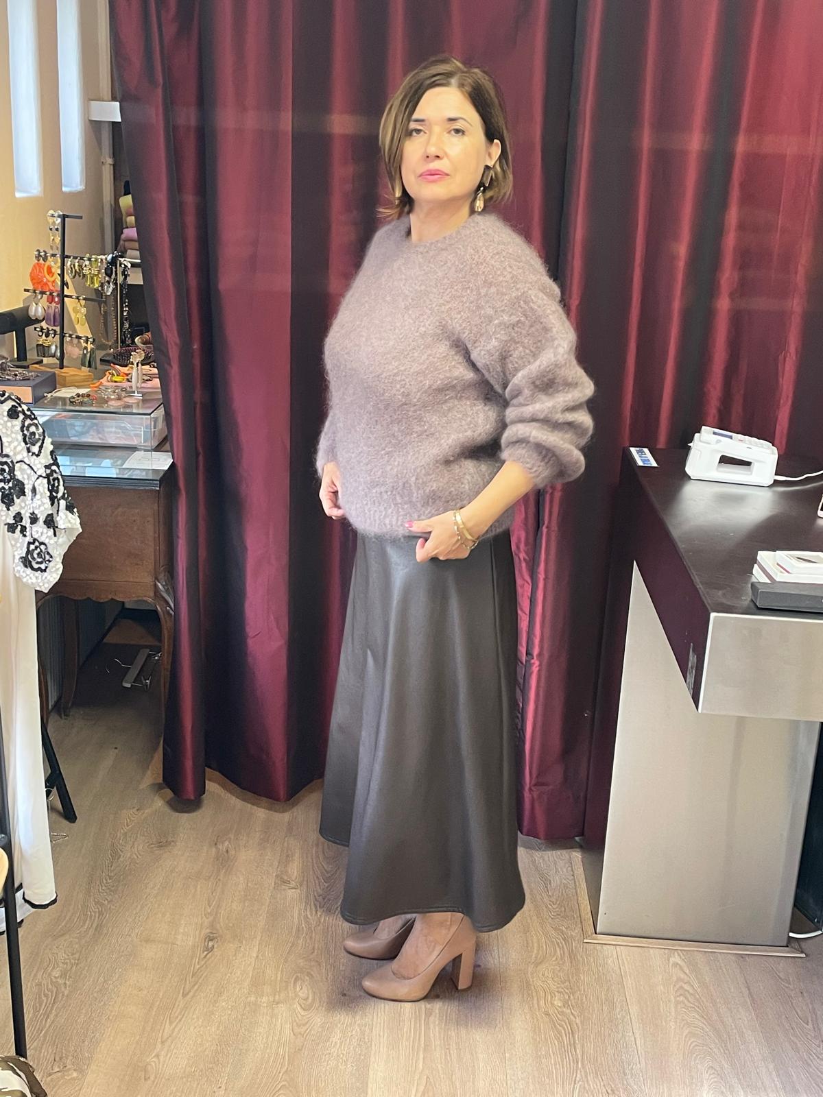 Kid mohair trui licht bruin