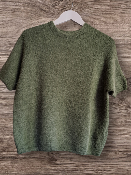 Alpaca Sweater Korte Mouw Groen