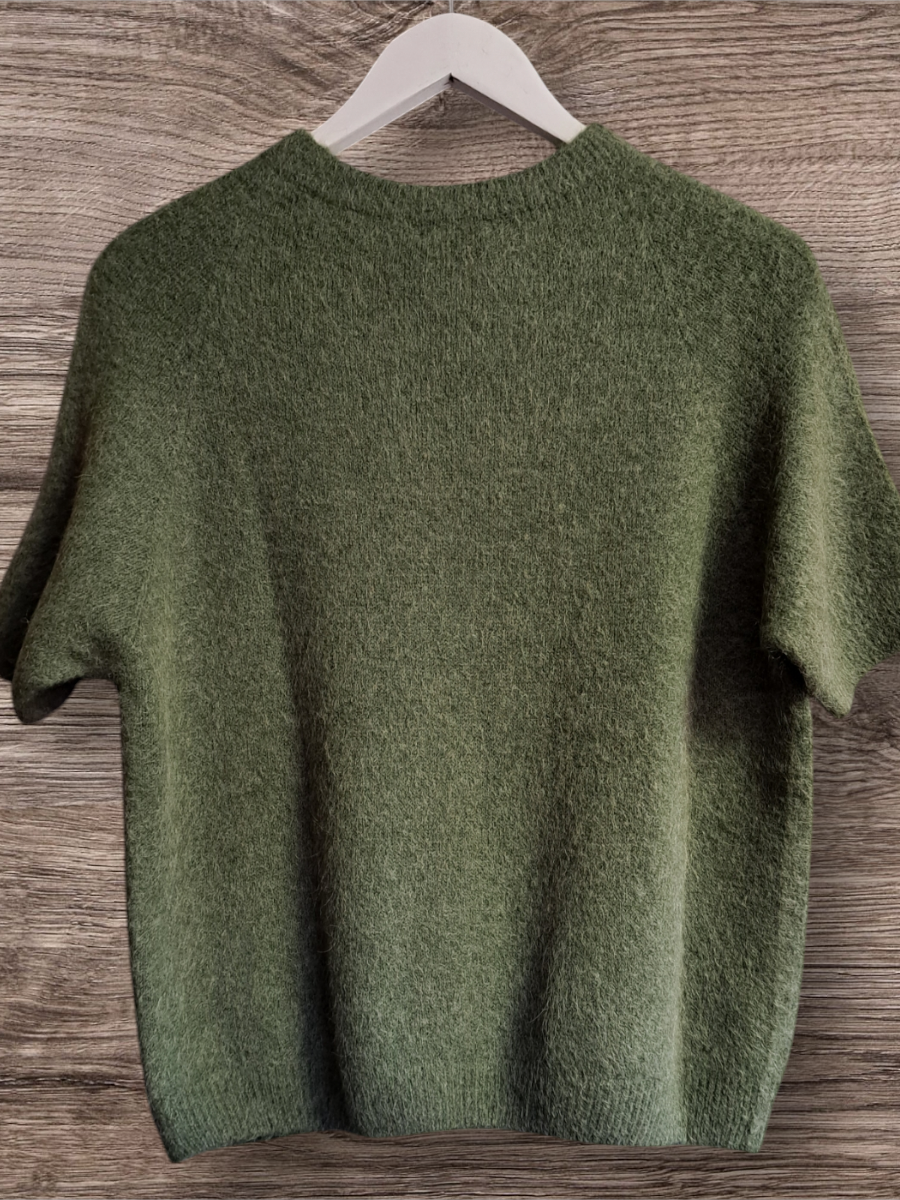 Alpaca Sweater Korte Mouw Groen