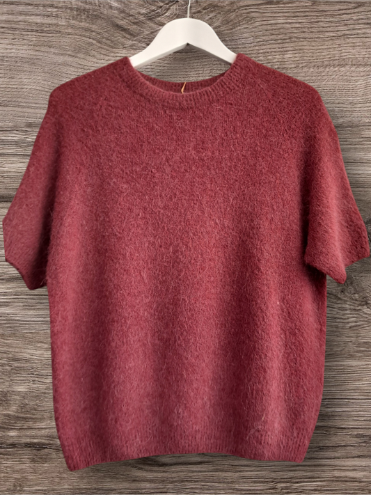 Sweater Alpaca korte mouw bordo