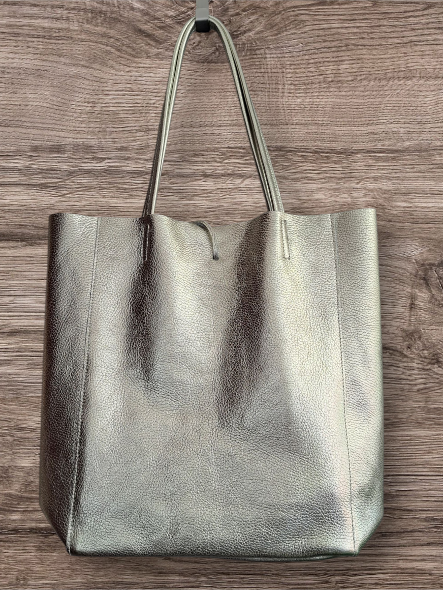 Lederen Shopper Mia silver goud