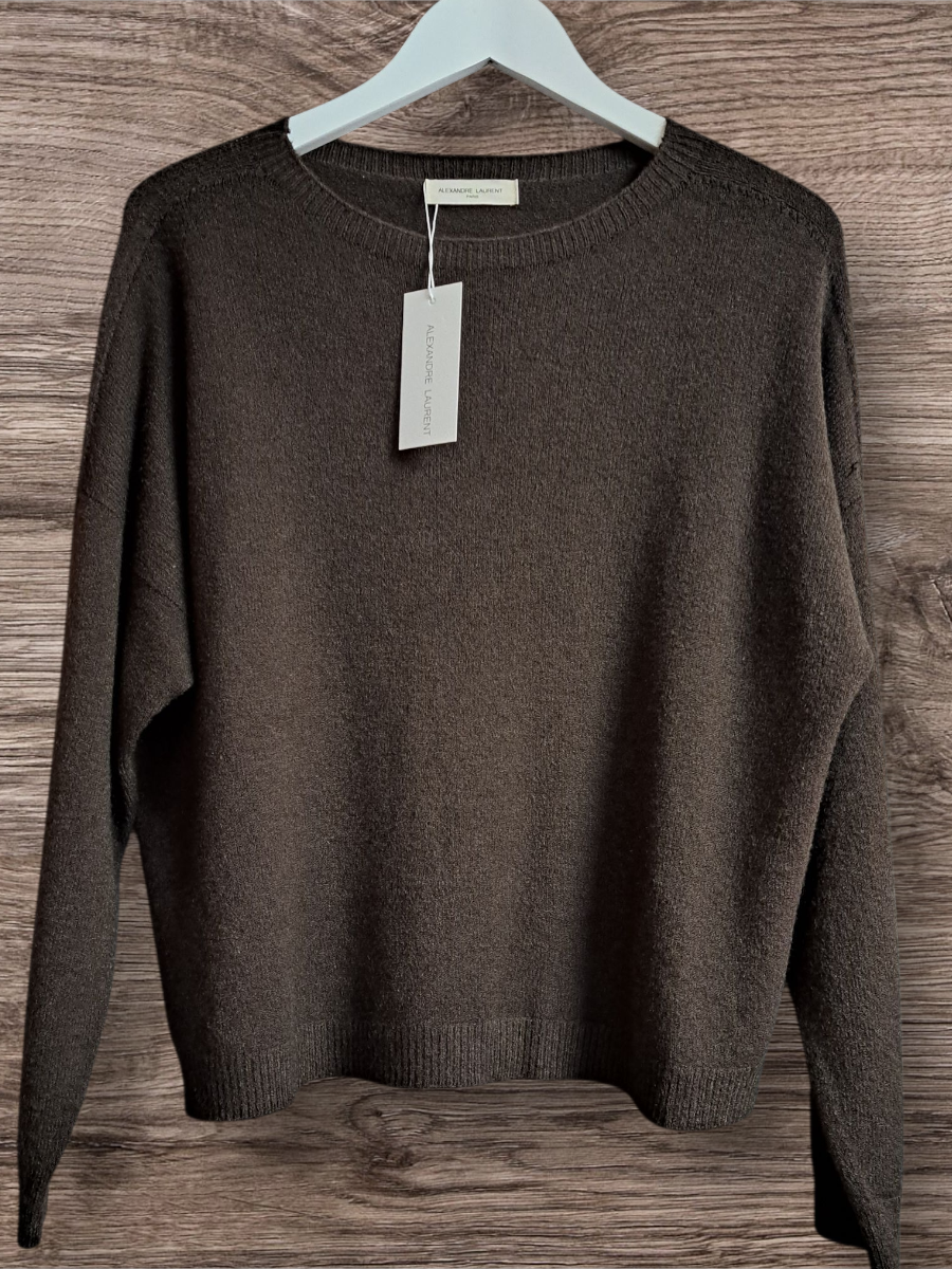 Alexandre Laurent Paris Basic Viscose Trui Dark Brown