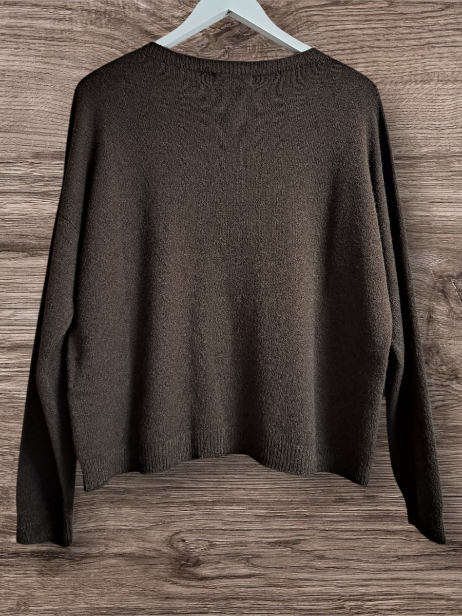 Alexandre Laurent Paris Basic Viscose Trui Dark Brown