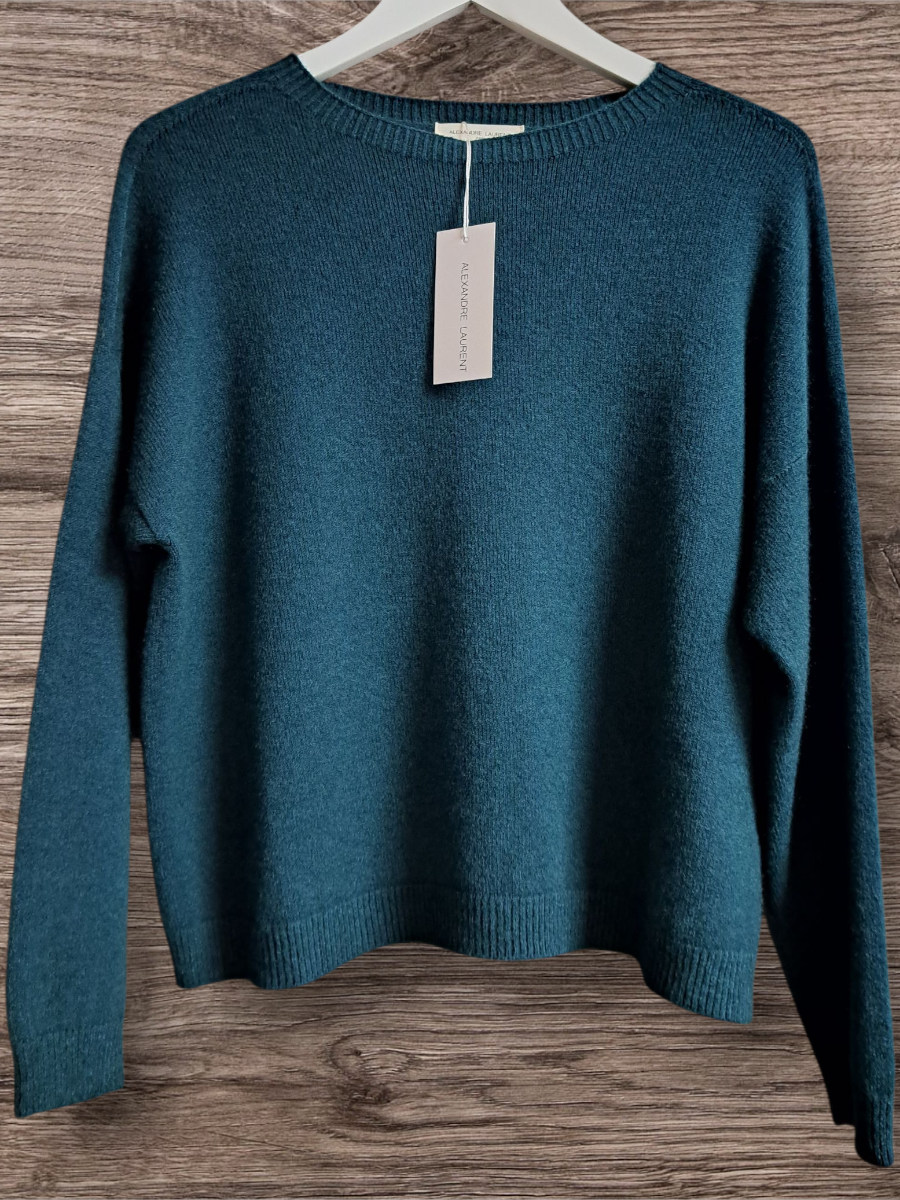 Alexandre Laurent Paris Basic Viscose Trui Petrol