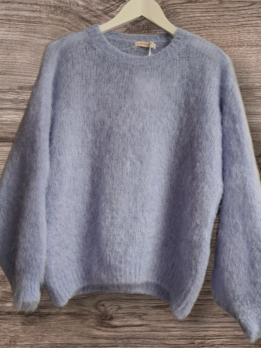 Kid Mohair Trui Licht Blauw