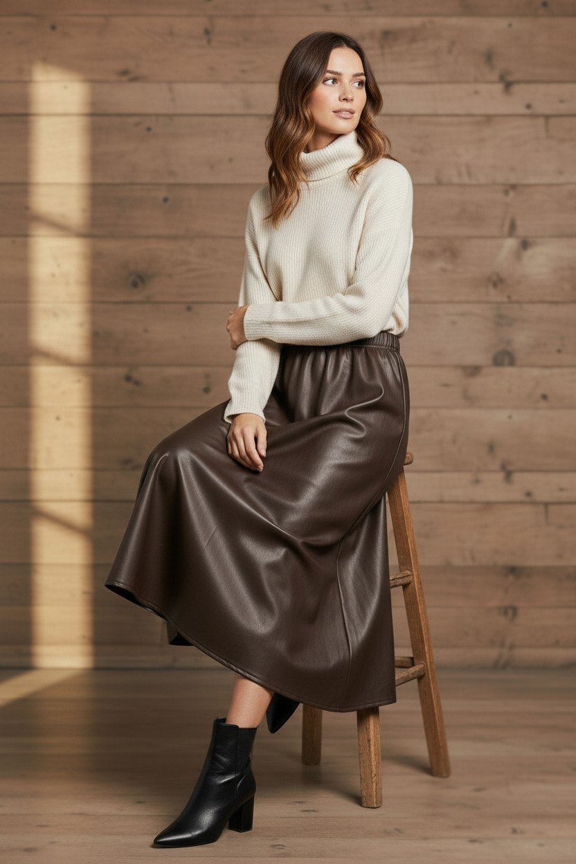 PU skirt Choco
