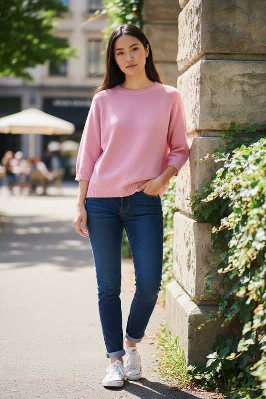 Alexandre Laurent Basic Viscose sweater 3/4 sleeves Rosa A 8950