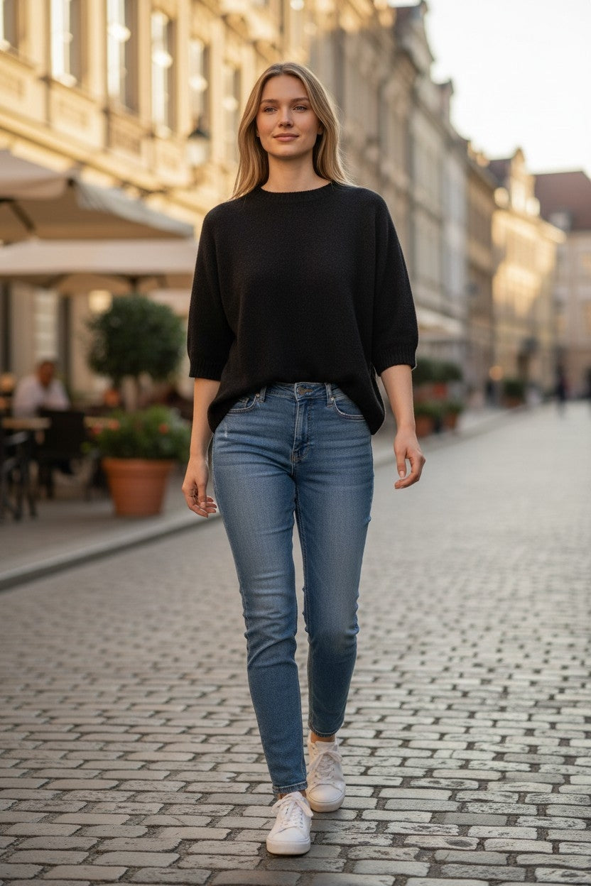 Alexandre Laurent Paris Viscose Trui 3/4 mouwen Black 8950