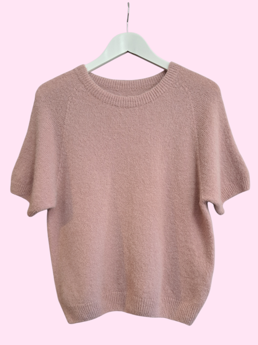 Alpaca Trui korte mouw Oud Rose