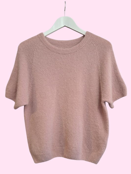 Alpaca Trui korte mouw Oud Rose
