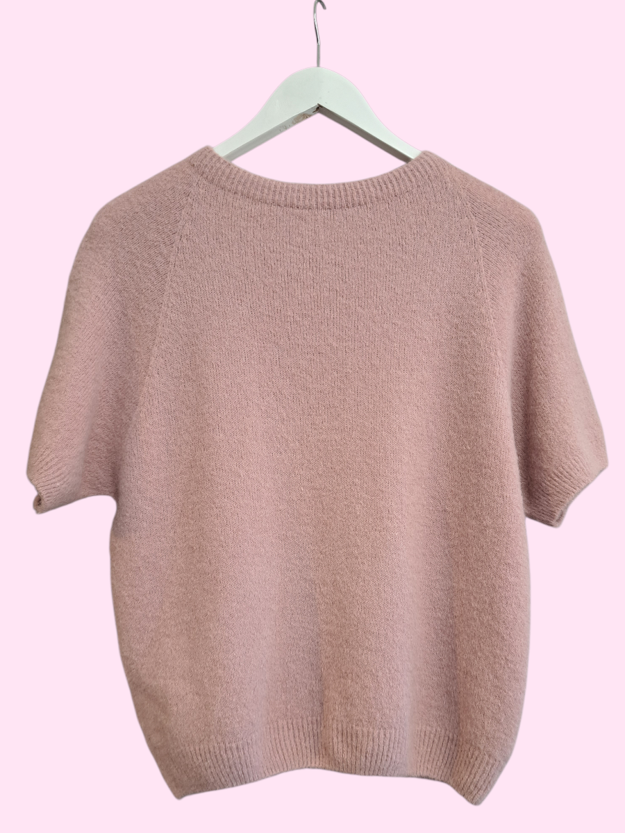Alpaca Trui korte mouw Oud Rose