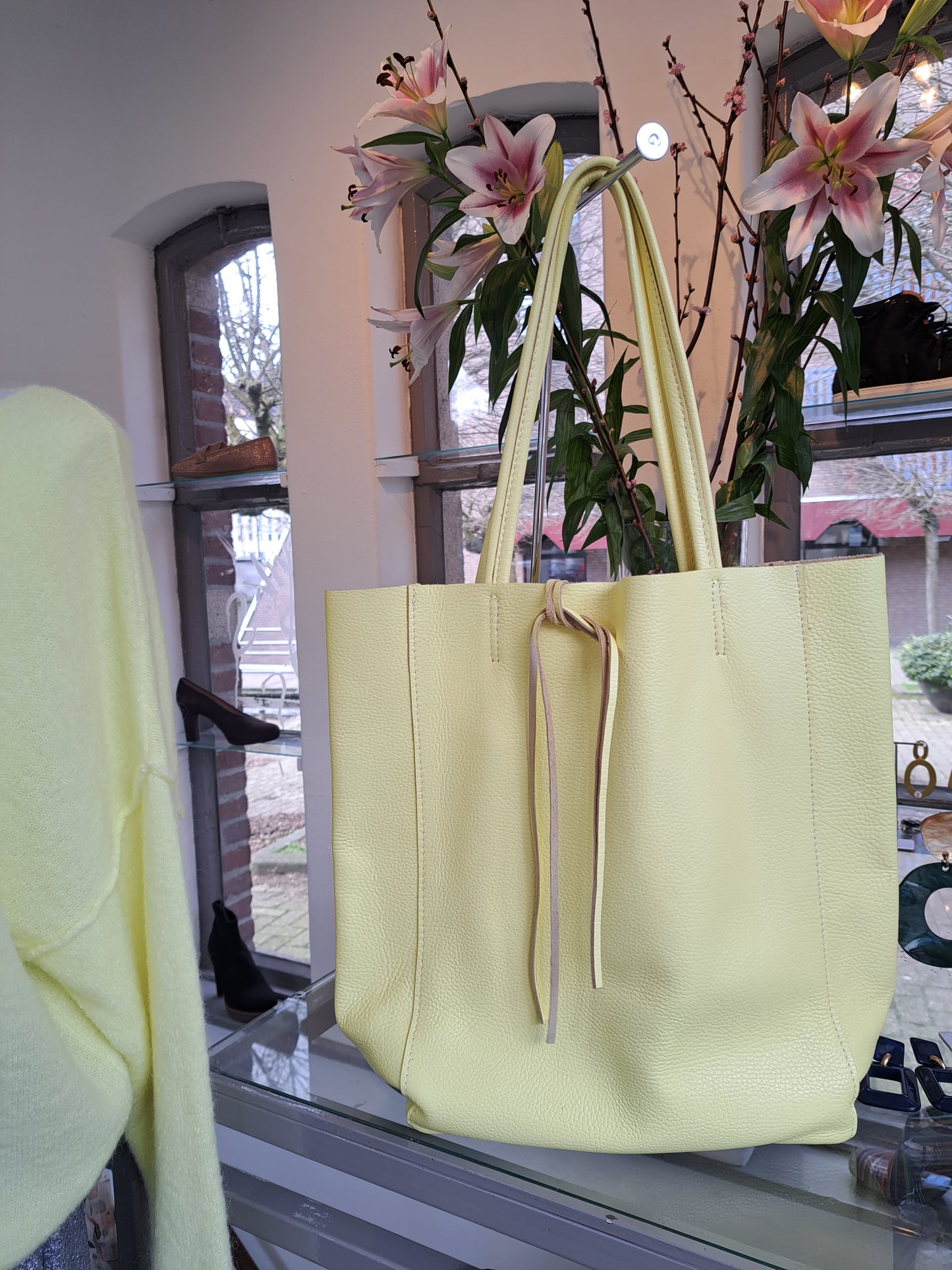 Mia Classic Grain Schouder Tas Geel