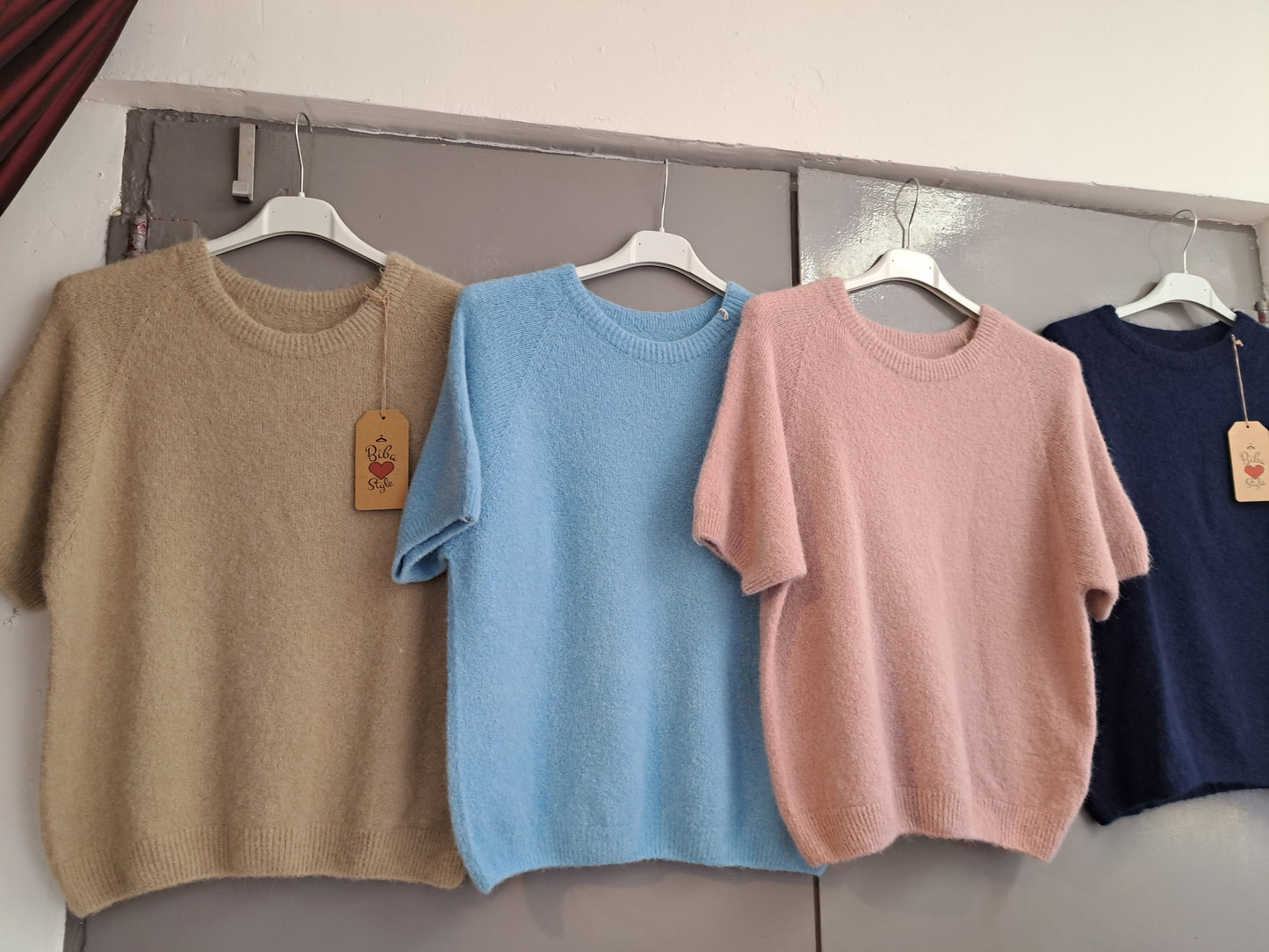 Alpaca Trui korte mouw Oud Rose