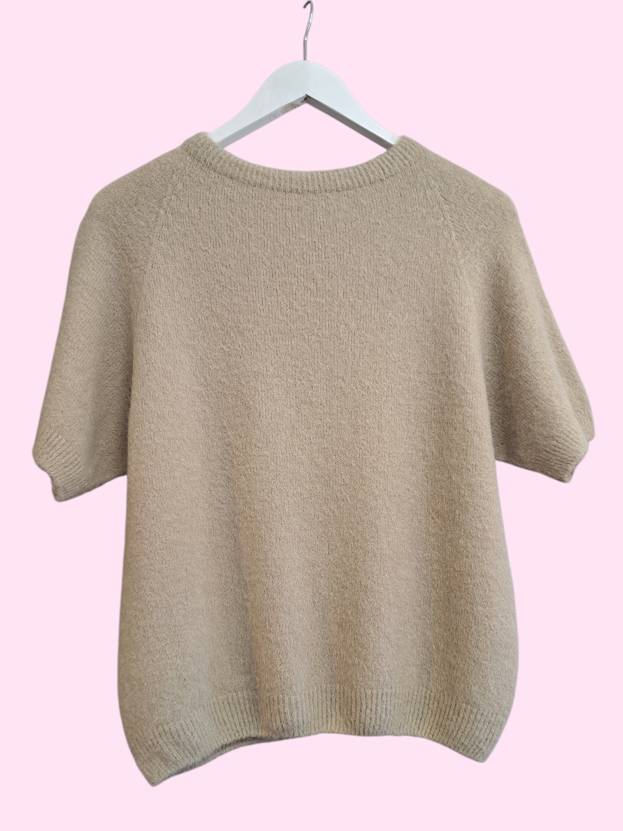 Alpaca Trui korte mouw Beige