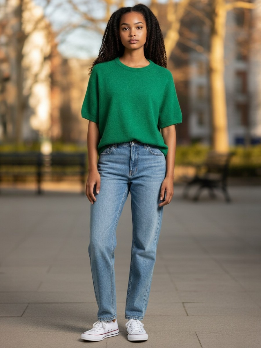 Alpaca trui korte mouw groen