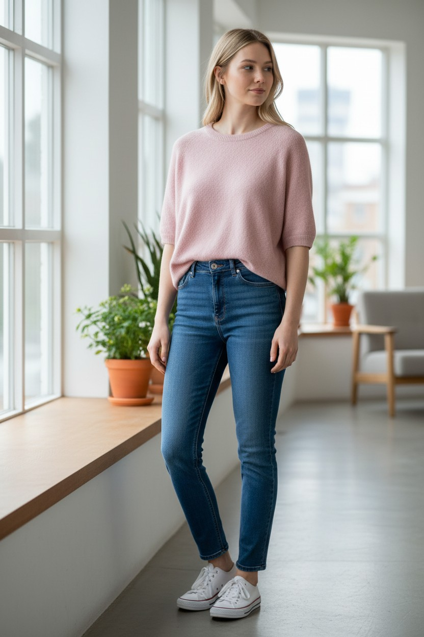 Alexandre Laurent Basic Viscose sweater 3/4 sleeves Rosa A 8950