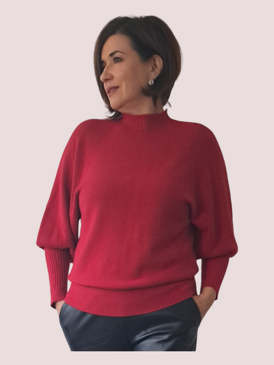 Alexandre Laurent Viscose Puff Sleeve Sweater Red