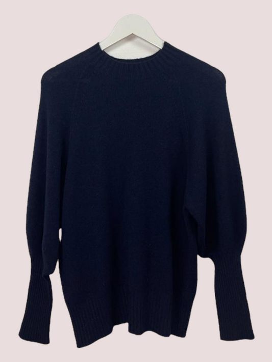 Alexandre Laurent Viscose Puff Sleeve Sweater Navy blue